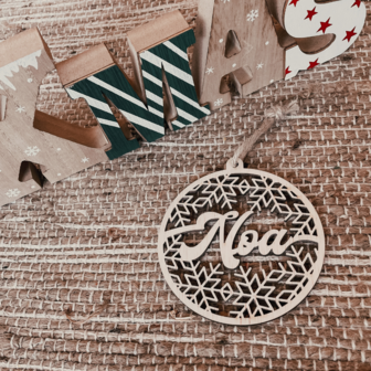 Houten kerstbal Noa