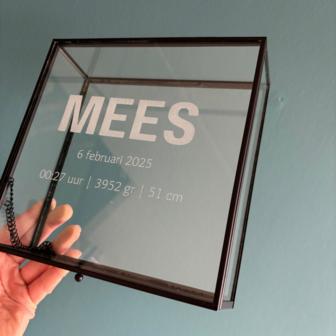 Glazen memorybox met naam - Luxe