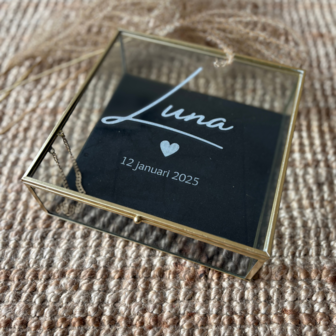 Glazen memorybox met naam - Luxe