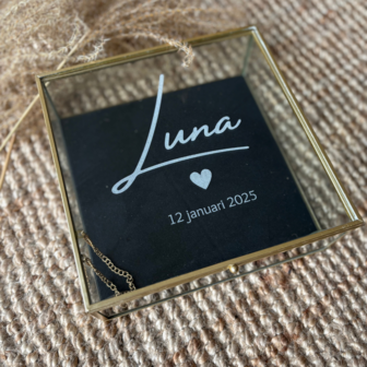 Glazen memorybox met naam - Luxe