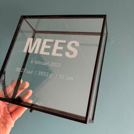 Glazen memorybox met naam - Luxe