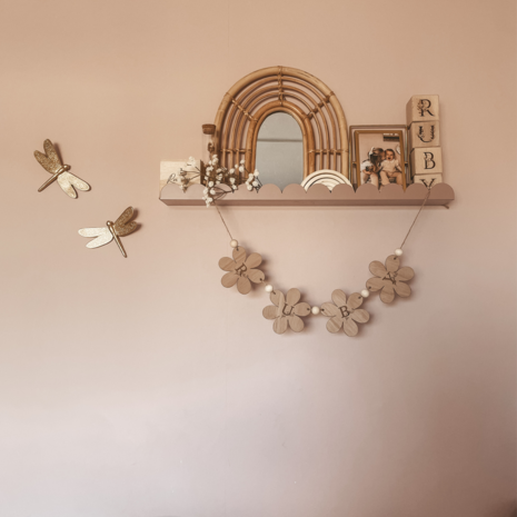 Houten Bloemen slinger met naam