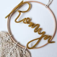 Draadnaam in ring met veren